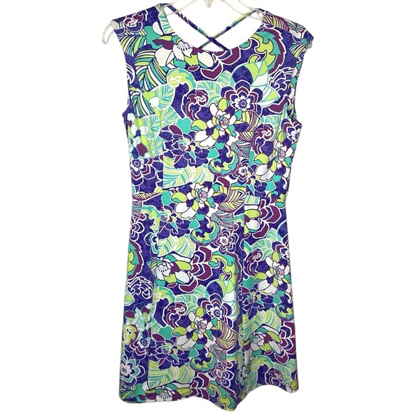 Title Nine Dress Sz S,M Purple Green Steadfast Floral Mini Outdoors Beach NWOT - Picture 3 of 10